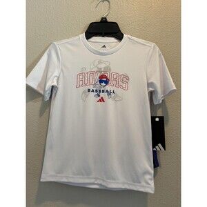 Adidas 2 Piece Outfit Set Boys 6 White Red Blue Baseball Shirt Shorts Activewear